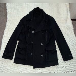 Kenneth Cole Men's Wool Blend Peacoat with Bib Coat